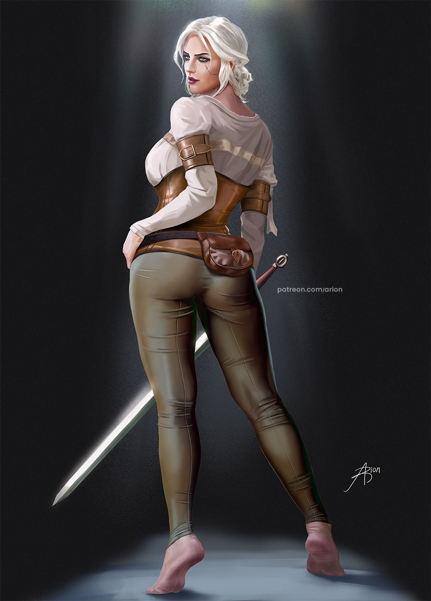 arion69, ass, ass focus, barefoot, cd projekt red, ciri, female, pinup, the witcher (series), the witcher 3: wild hunt