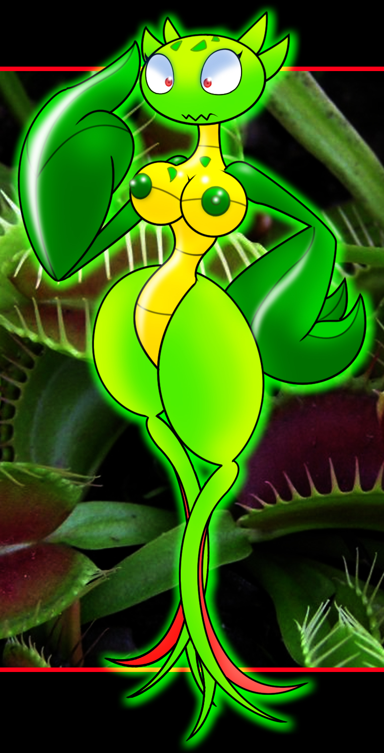 anthro breasts carnivine color female female_only front_view gb_of_bs green_skin nintendo nipples nude pokemon red_eyes solo standing tagme