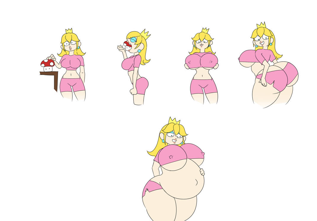 1girls inflation mario_(series) mushroom princess_peach super_mario_bros. super_mushroom