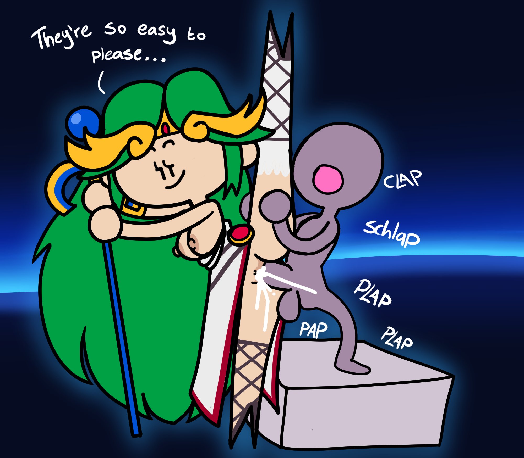 2022, anon, breasts, cum, cum in pussy, cum inside, english text, exposed breasts, female, green hair, hexanne, kid icarus, leg up, nintendo, palutena, partially clothed, penetration, penile, penile penetration, penis, penis in pussy, pussy, super smash bros., terminalmontage, text bubble, vagina, vaginal, vaginal penetration, vaginal sex