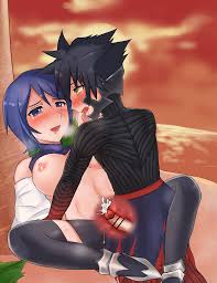 1boy 1boy1girl 1girls age_difference aqua_(kingdom_hearts) black_hair blue_hair breasts clothed_sex cum_in_pussy cum_inside kingdom_hearts kingdom_hearts_birth_by_sleep kingdom_hearts_iii nipples unversed vaginal_sex vanitas yellow_eyes