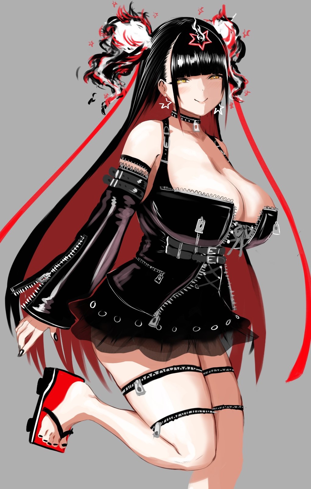 awesomeerix, female, goth, goth girl, oc, original, smile, smiling at viewer