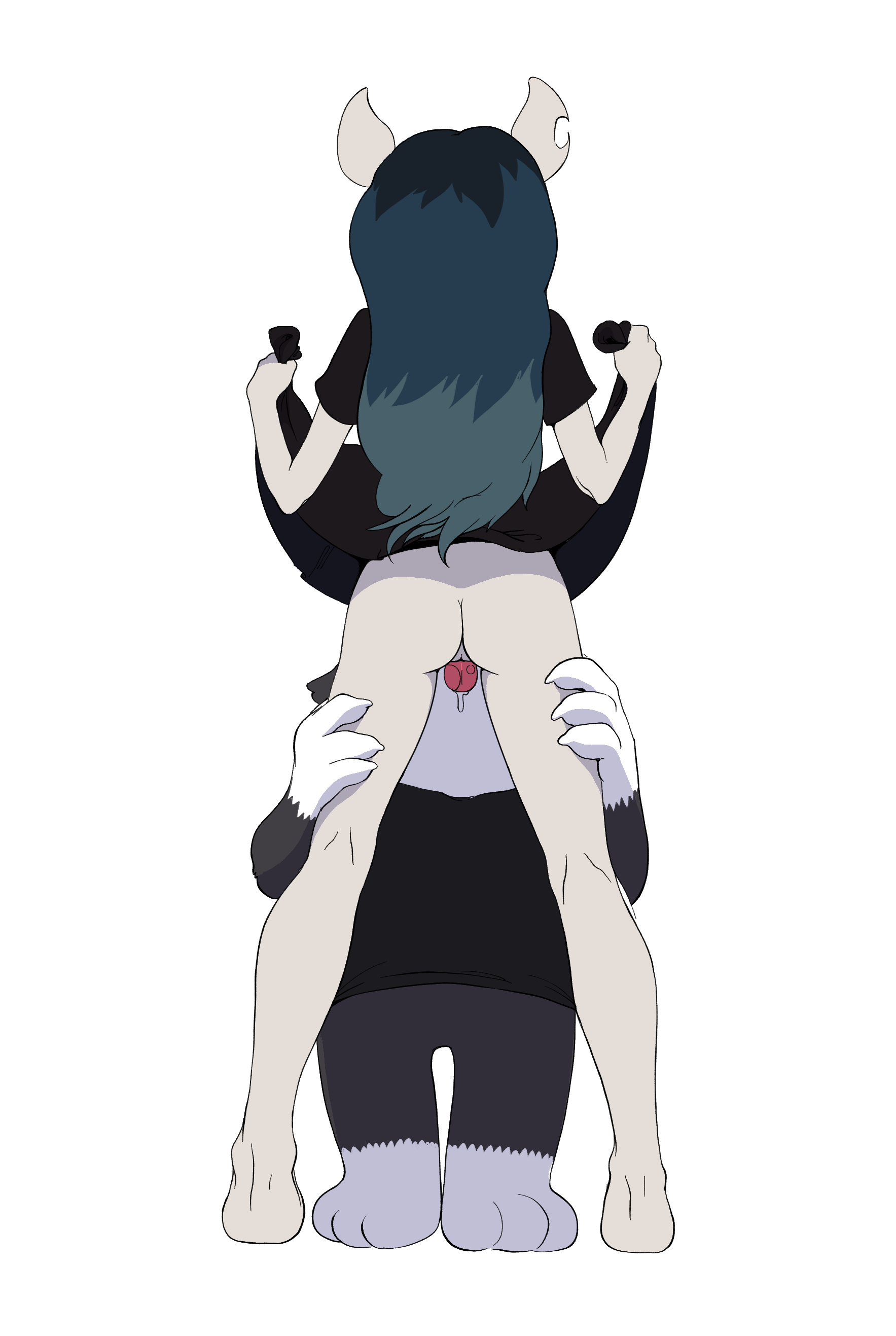 1boy, 1girls, ass, black hair, claire (the summoning), clothing, faceless male, feline, female, furry, goth, long hair, male, male/female, oral, pussy, the summoning, vaginal penetration, yellow elephant
