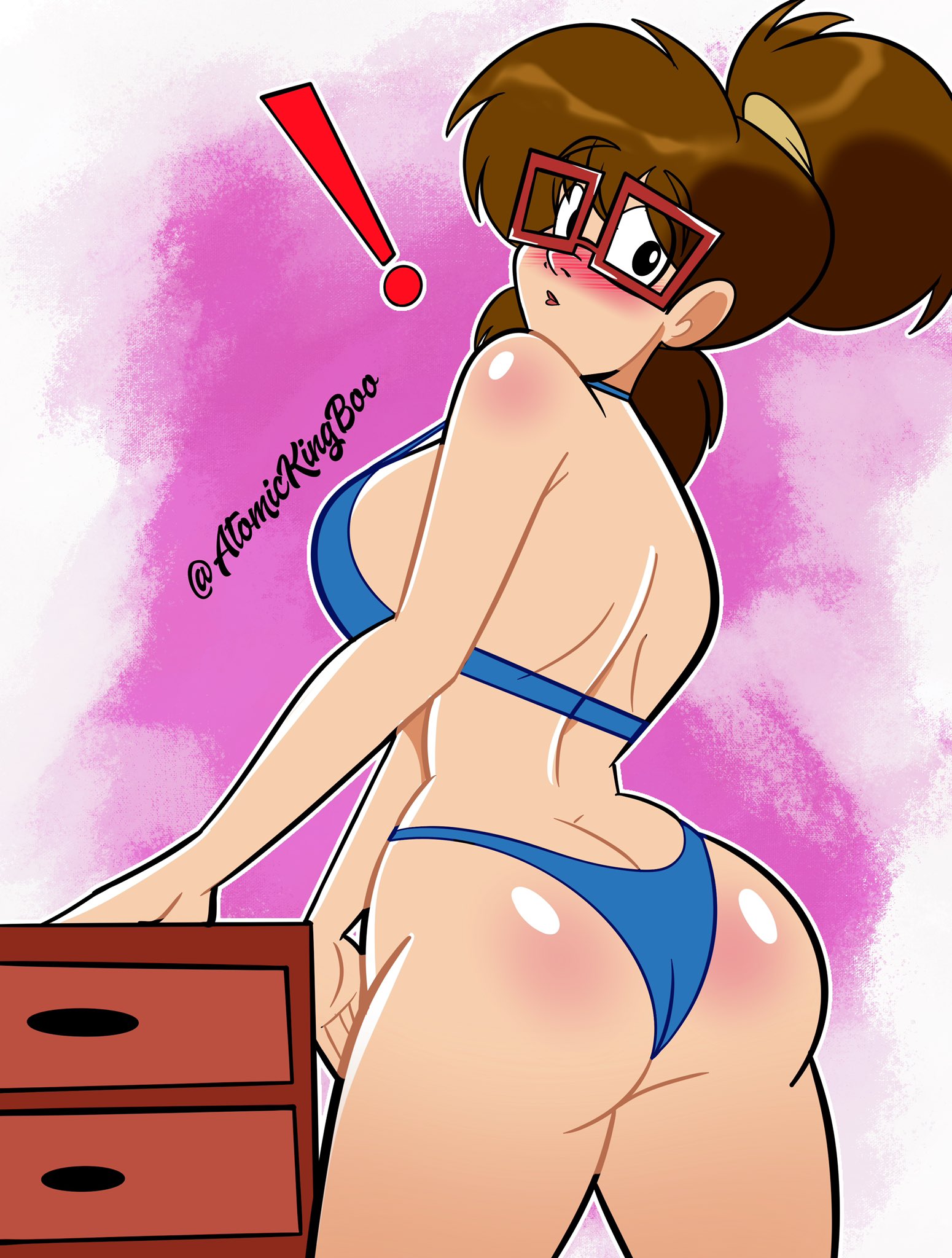1girls, artist name, ass, atomickingboo, breasts, brown hair, brunette, busty, curvaceous, curvy, curvy figure, female, hourglass figure, irma langinstein, legs, light skin, light-skinned female, short hair, teenage mutant ninja turtles, text, thick, thighs, watermark