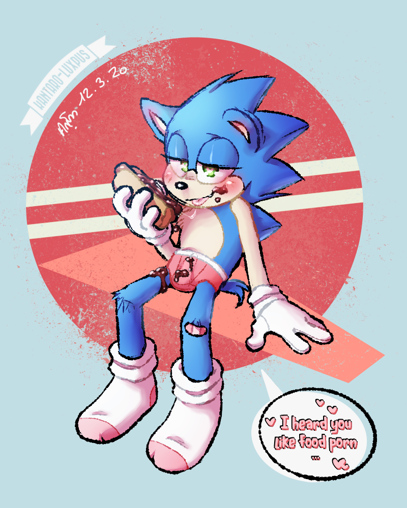 blush bulge chili_dog food heart-shaped_pupils kantaroluxpus looking_at_viewer male male_only non-human saliva solo sonic_(series) sonic_the_hedgehog sonic_the_hedgehog_(series) tongue_out underwear