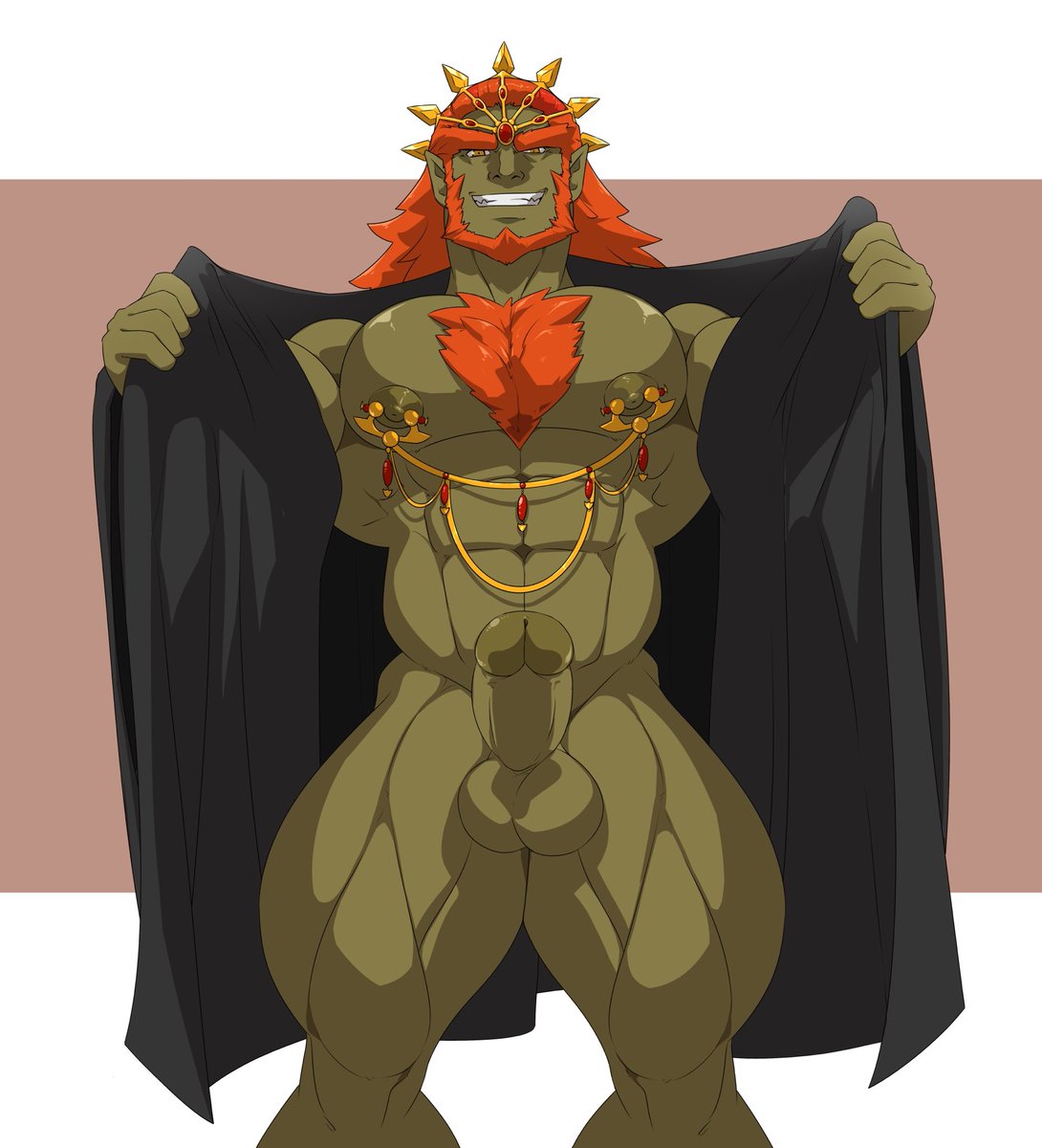 balls bara boner erection ganondorf ganondorf_(hyrule_warriors) gay green_skin hyrule_warriors kartos male male_only muscles muscular penis solo solo_male the_legend_of_zelda