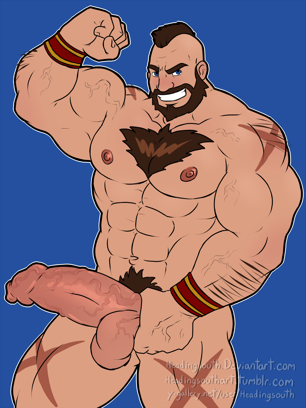 balls bara big_balls big_penis boner erection gay hairy headingsouth male male_only muscles muscular nude penis solo solo_male street_fighter veiny_penis zangief