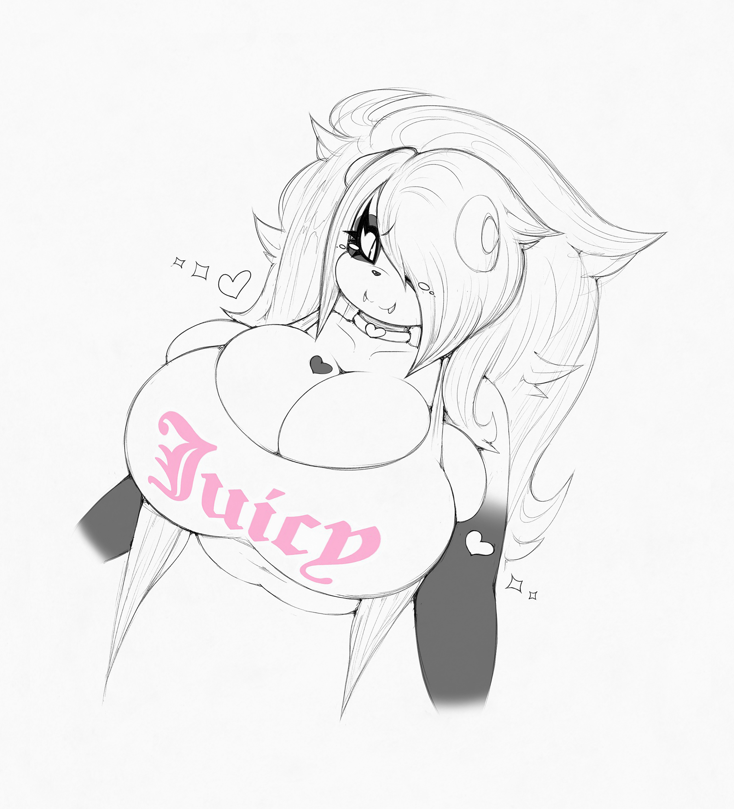 anthro, big breasts, breasts, female, furry, giant panda, huge breasts, luna paws, panda, sketch, smutbunny, tagme, white background