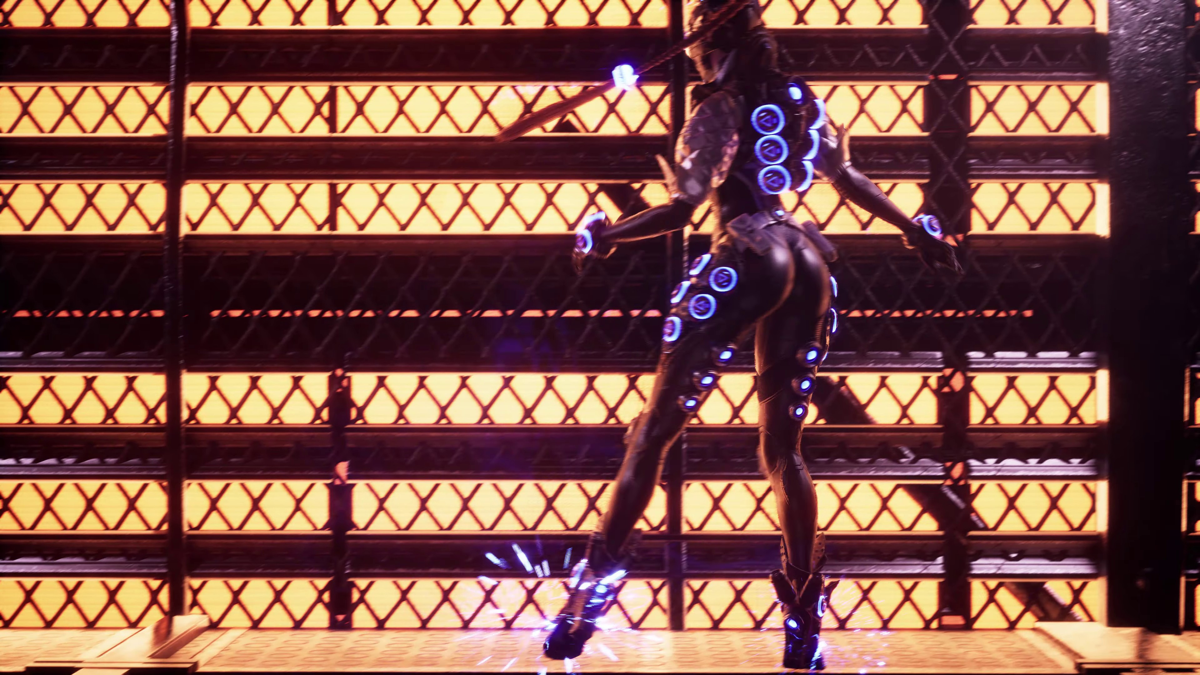 1girls, bunny (the first descendant), bunny ears, detailed background, female, female only, screenshot, solo, the first descendant, thick thighs, tight clothing, video games