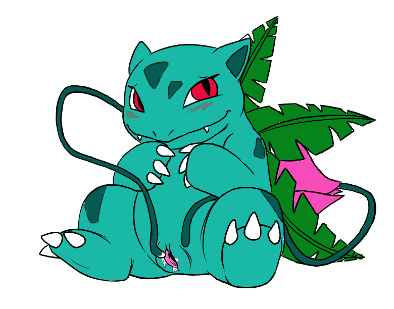 blush c0nnerc00n color female female_only front_view ivysaur masturbation nintendo nude pokémon_(species) pokemon pokemon_(species) pokemon_rgby pussy_juice red_eyes sitting solo vine vulva