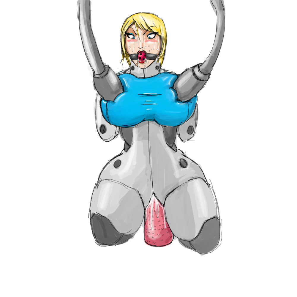 bamboozle bodysuit bondage dildo female female_only fucking_machine human mechanical_fixation metroid nintendo samus_aran sex_machine solo tagme vaginal vaginal_penetration zero_suit