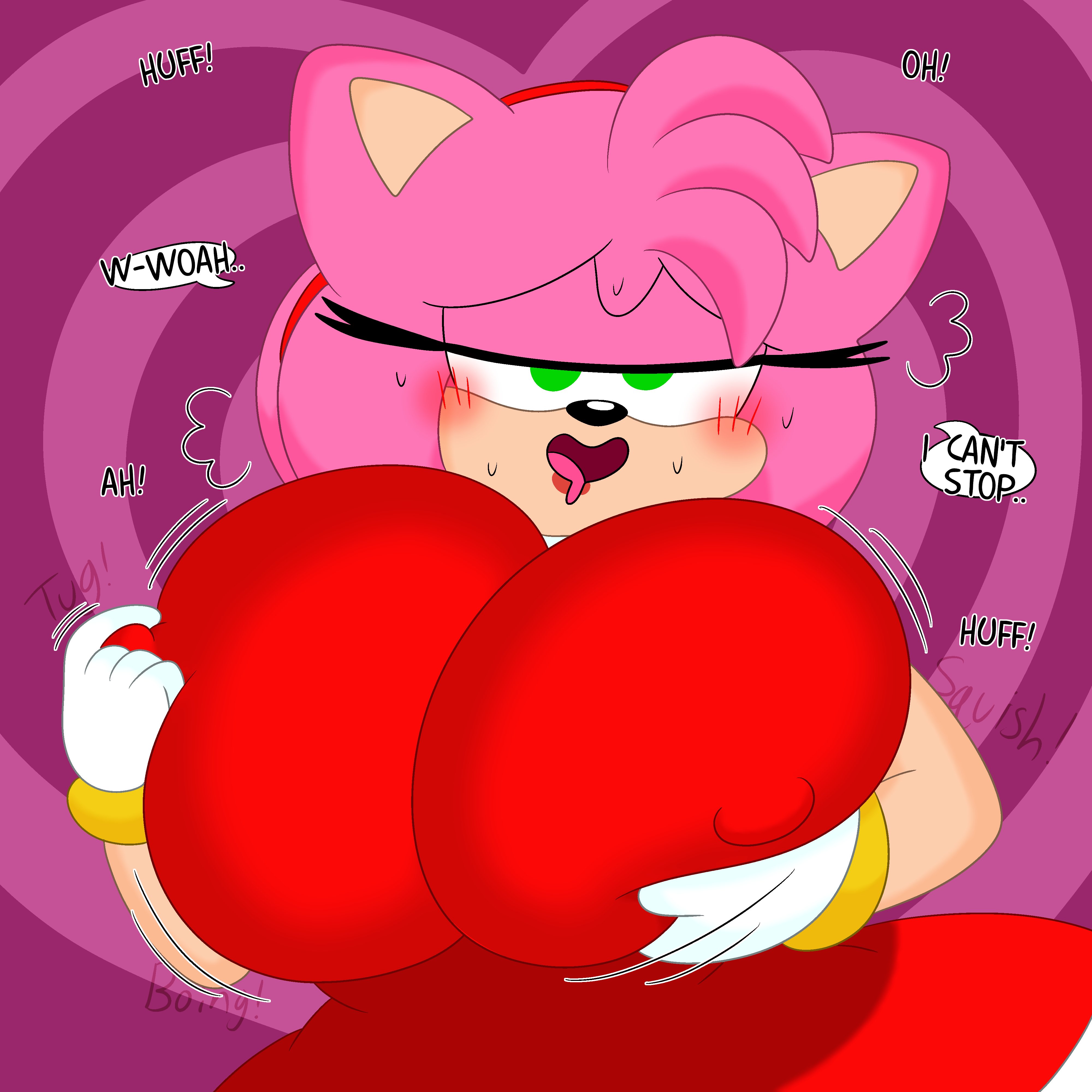 1girls, 3barts, amy rose, anthro, big breasts, breast grab, breasts, clothing, dialogue, dress, drooling, female, female only, green eyes, grope, groping, hairband, heavy breathing, hedgehog, horny, horny female, huge breasts, looking at viewer, nipple bulge, nipple tweak, nipples, nipples visible through clothing, open mouth, pink hair, pink skin, red dress, sega, self fondle, sensitive, solo, sonic (series), sonic the hedgehog (series), standing, sweat