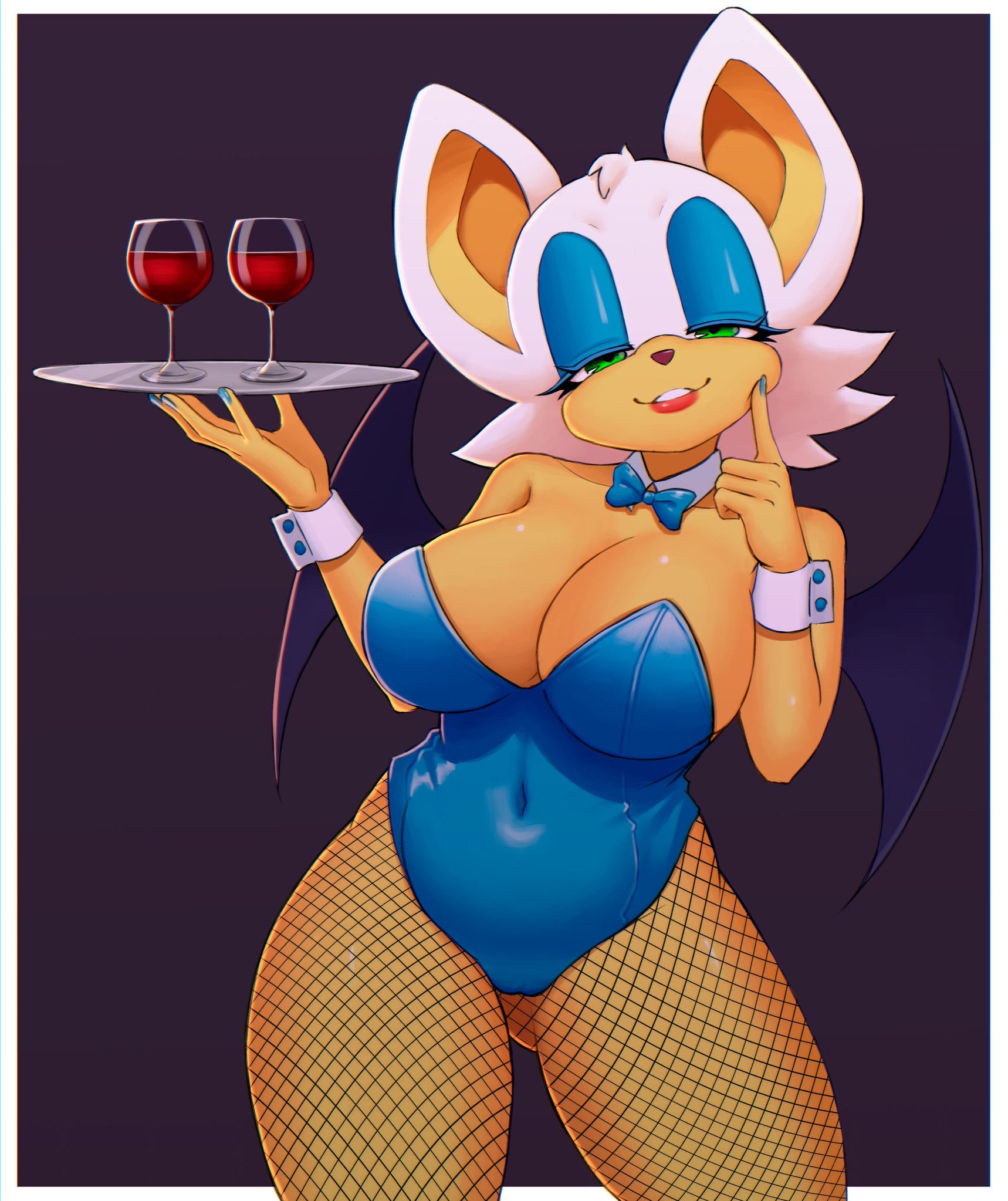 big breasts, breasts, bunnysuit, female, kershok, rouge the bat, sega, sonic (series), tagme, thick thighs