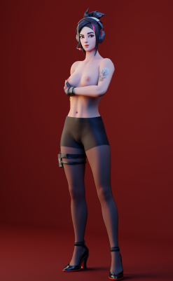 artist demi_(fortnite) female fortnite pantyhose pose topless unknown