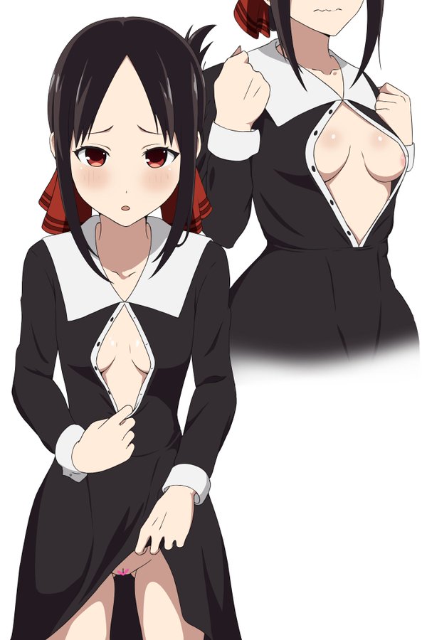 1girls, accurate art style, ass, breasts, censored, coro fae, female, female only, flashing, kaguya-sama wa kokurasetai ~tensai-tachi no renai zunousen~, official style, pussy, shinomiya kaguya, skirt lift, solo