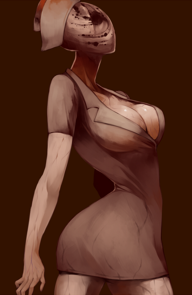 2d, 2d (artwork), ass, big ass, big breasts, blood, breasts, cleavage, faceless, faceless female, female, female only, minidress, monster girl, nurse, nurse (silent hill), nurse cap, nurse uniform, short dress, silent hill, silent hill (film), silent hill homecoming, solo, thin waist, tight clothing, veins, veiny