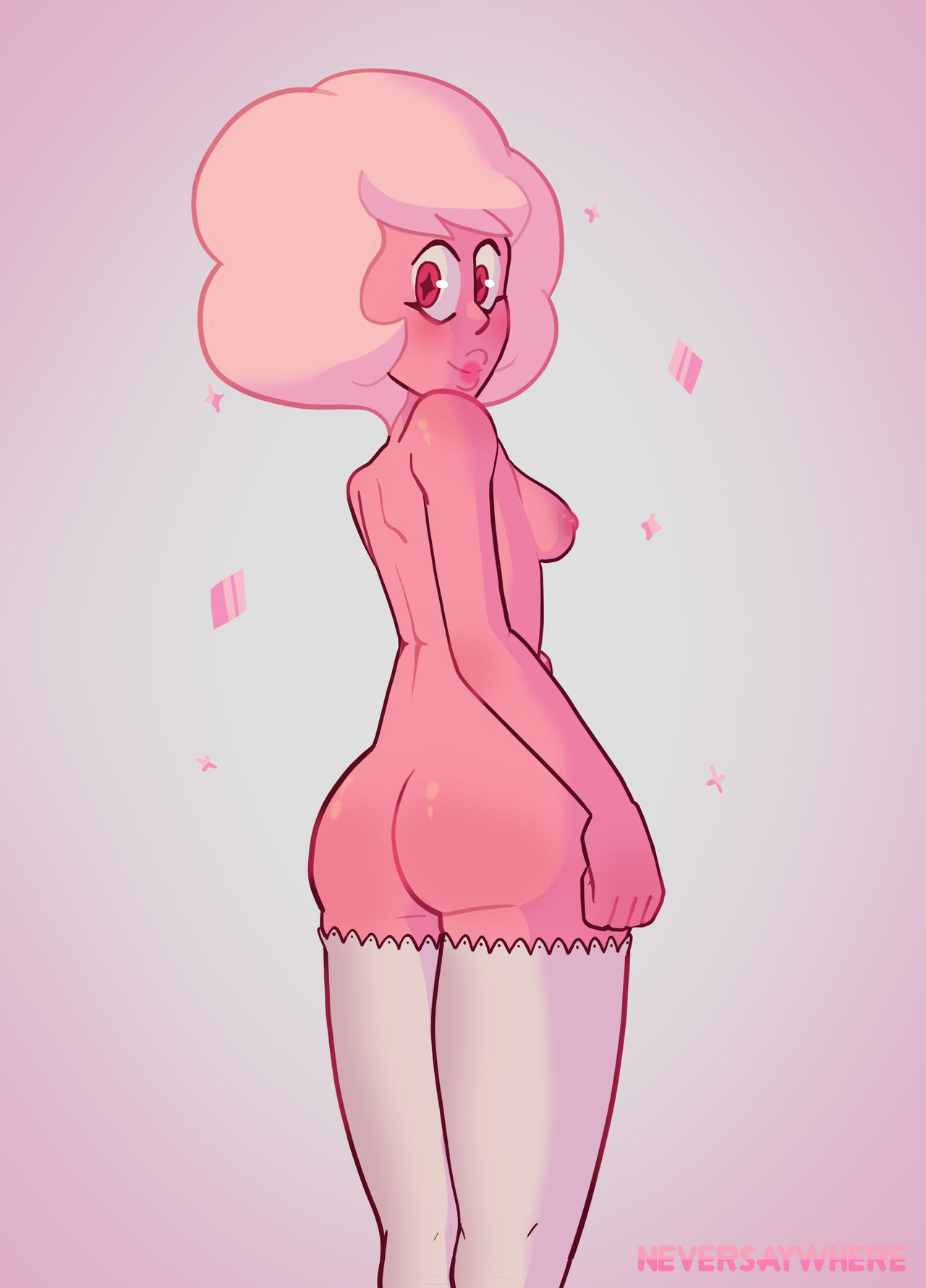 1girls alien alien_girl ass boobs breasts butt cartoon_network diamond_authority female female_only functionally_nude functionally_nude_female gem_(species) neversaywhere nipples pink_diamond_(steven_universe) pink_eyes pink_hair pink_nipples pink_skin small_breasts solo solo_female steven_universe thick_thighs tits white_legwear