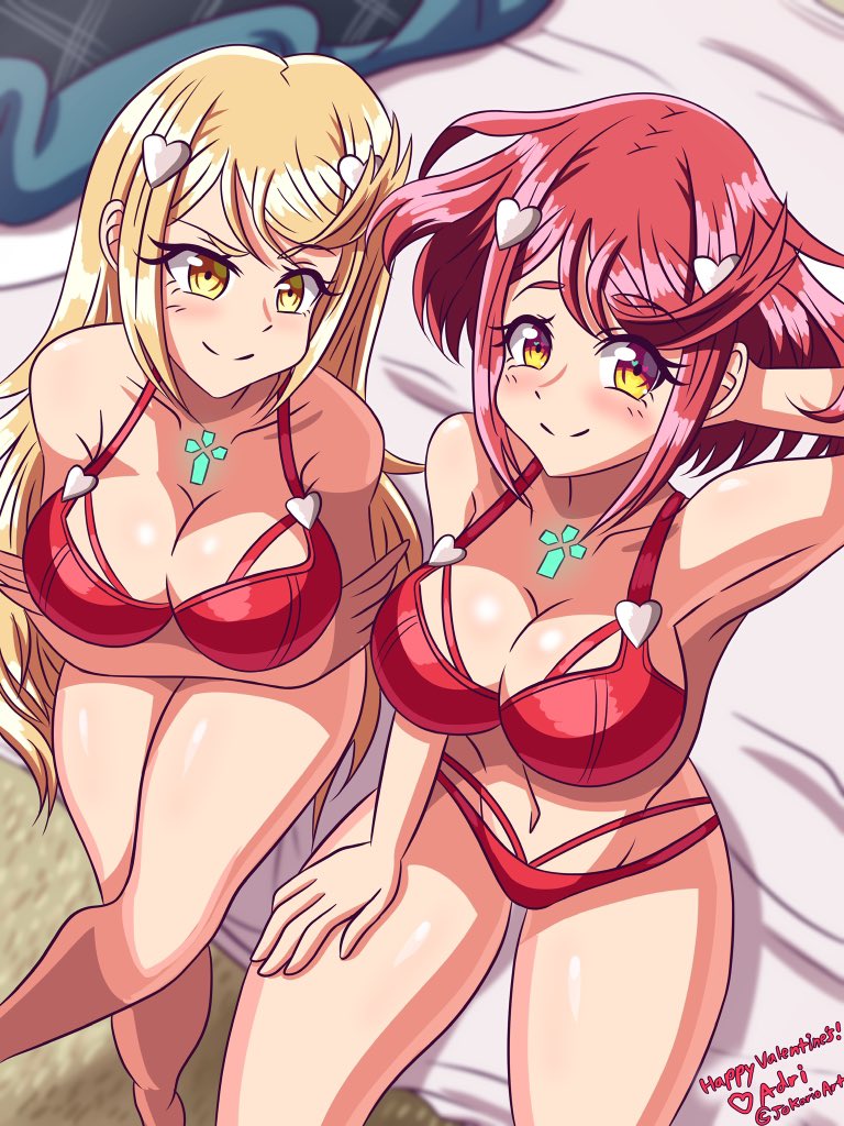 bra breasts female jokarioart looking_at_viewer mythra nintendo panties pyra solo tagme xenoblade_(series) xenoblade_chronicles_2