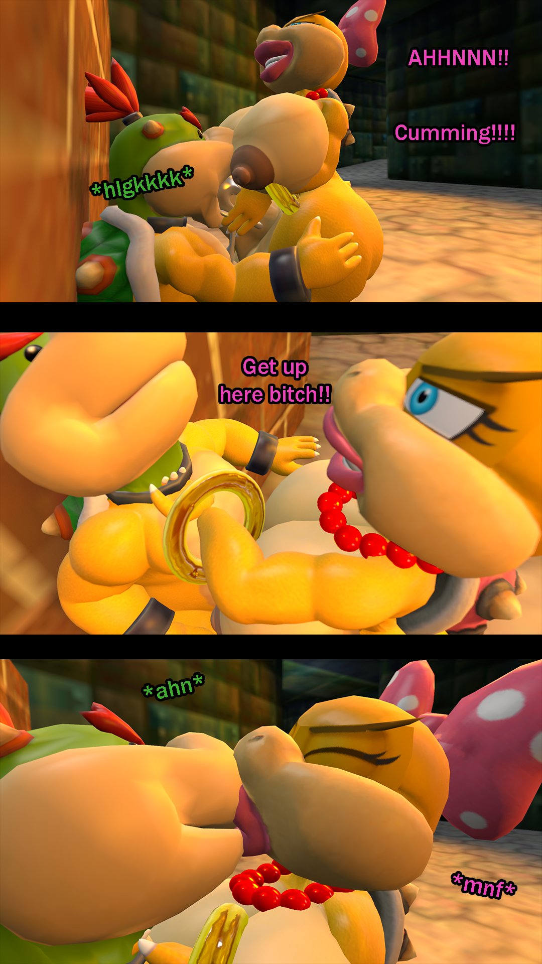 1boy 1futa 3d 3koma :>= big_breasts big_penis blowjob bowser_jr. cum cum_announcement cum_in_mouth cum_in_throat deep_blowjob deep_throat dialogue dirty_talk fellatio futa_on_male futanari huge_balls huge_cock kissing koopaling mario_(series) nutmansfm oral oral_sex super_mario_bros. thick_ass wendy_o._koopa