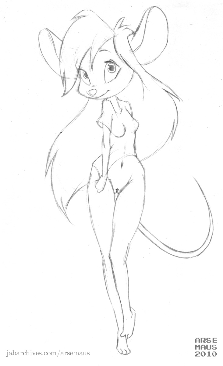 anthro anthrofied arsemaus chip_'n_dale_rescue_rangers disney gadget_hackwrench monochrome pussy sketch