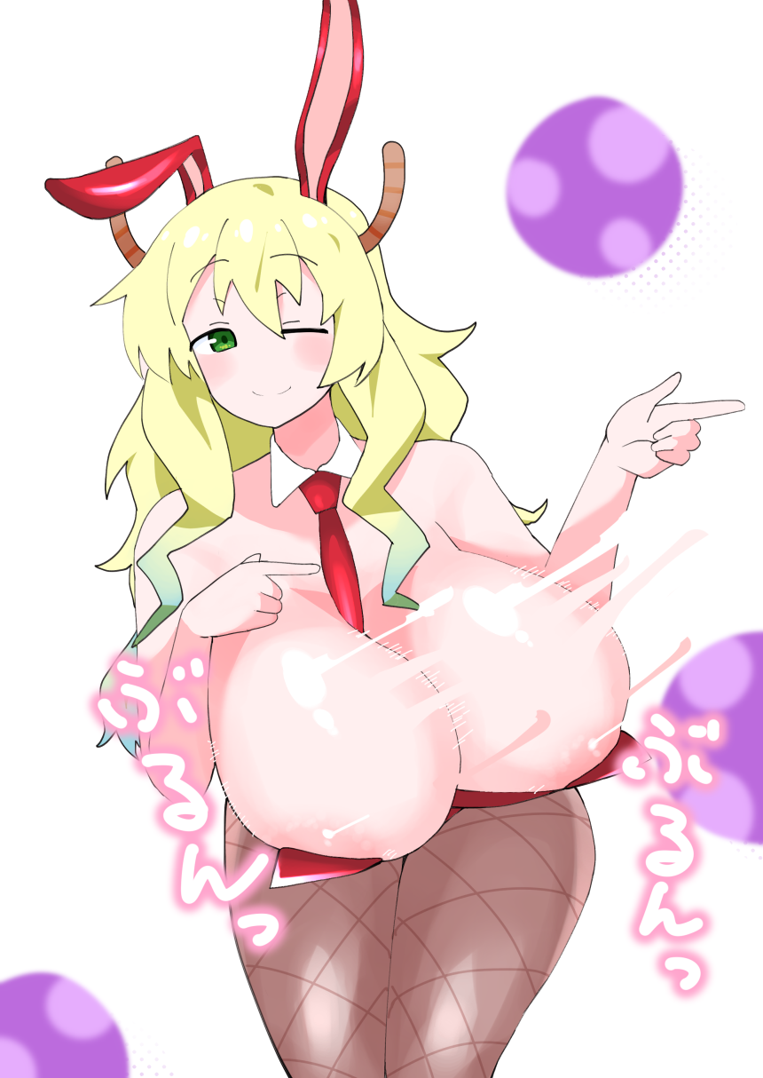 bunnysuit huge_breasts miss_kobayashi's_dragon_maid quetzalcoatl_(dragon_maid) suteakazuzuki tagme