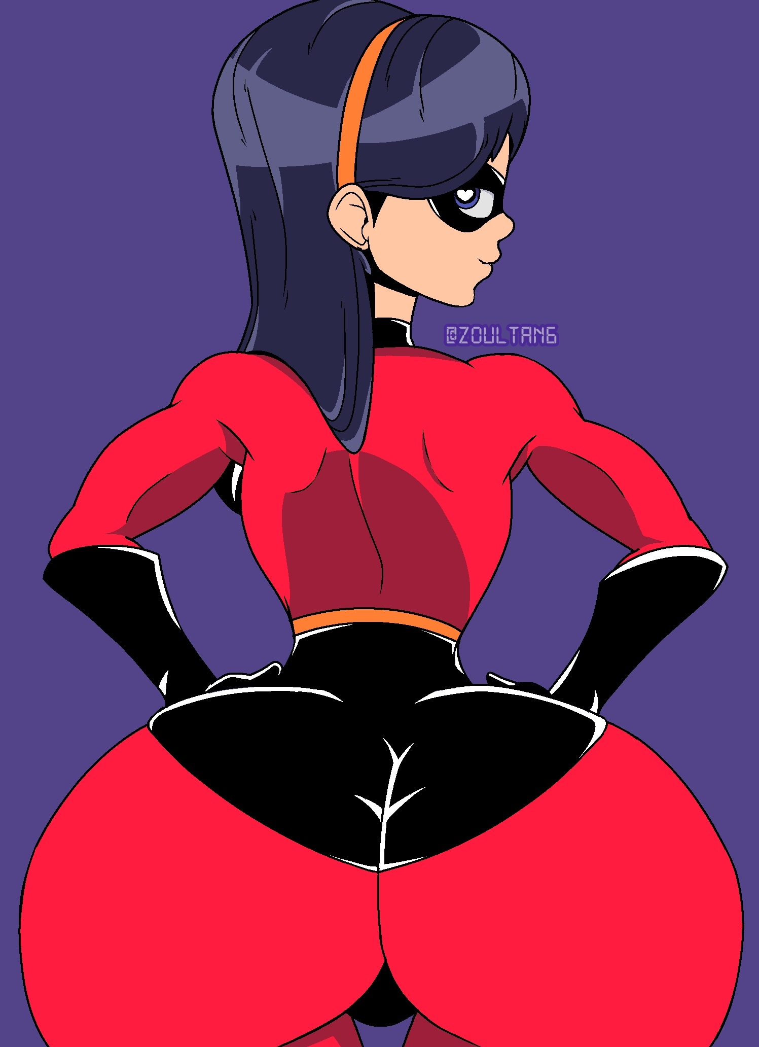 1girls, 2022, ass, big ass, big breasts, blue eyes, blue hair, bottom heavy, breasts, disney, female, female only, large ass, pixar, small waist, smooth skin, superheroine, the incredibles, thick thighs, violet parr, wide hips, zoultan