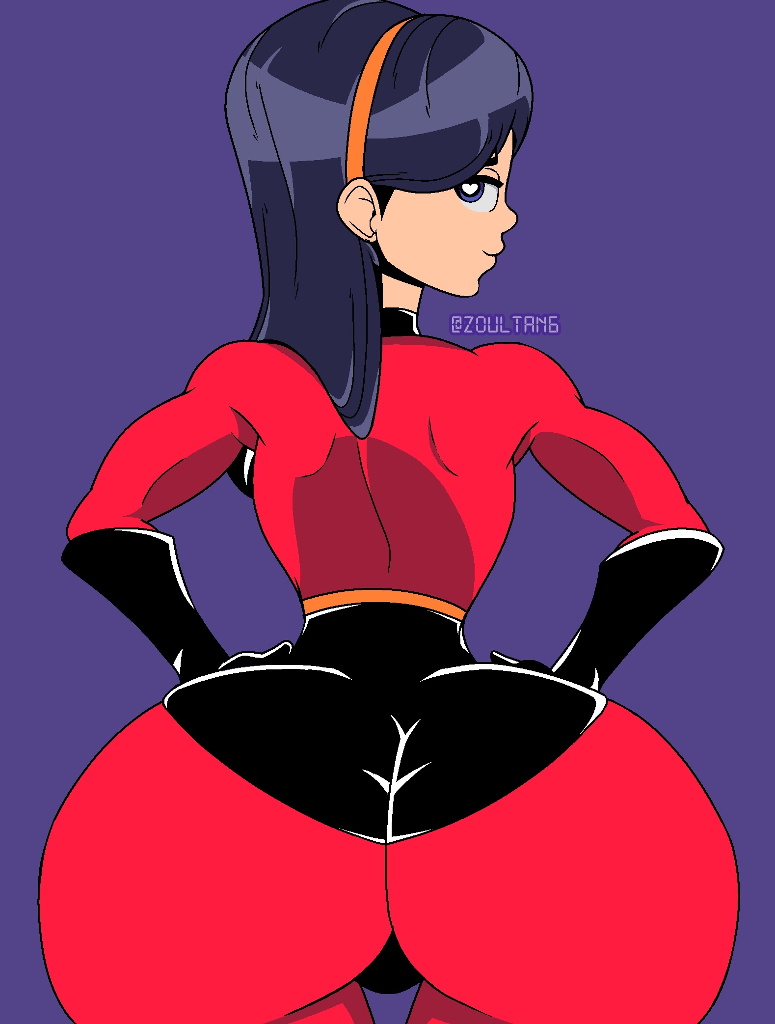 ass, big ass, blue eyes, blue hair, bottom heavy, disney, female, female only, large ass, pixar, small waist, superheroine, the incredibles, violet parr, wide hips, zoultan