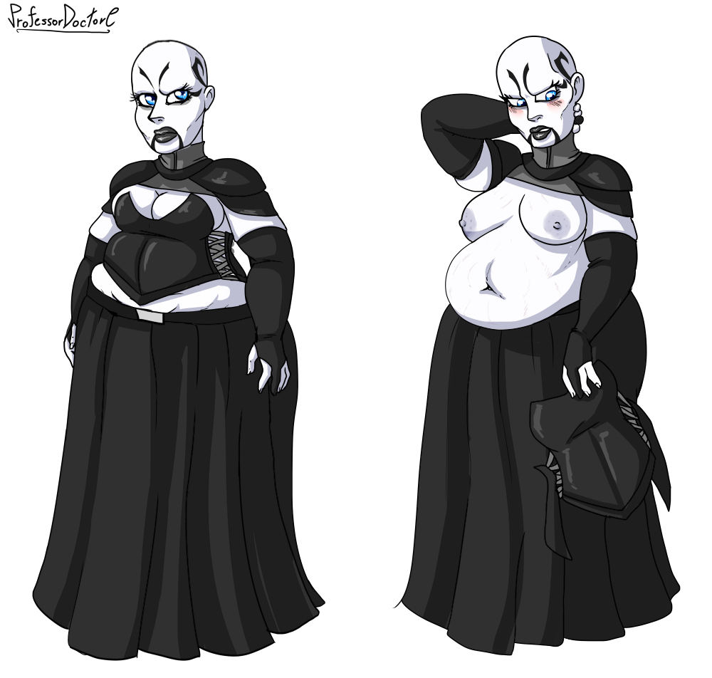 asajj_ventress bald bald_female bbw belly big_belly fat overweight pale_skin professordoctorc star_wars