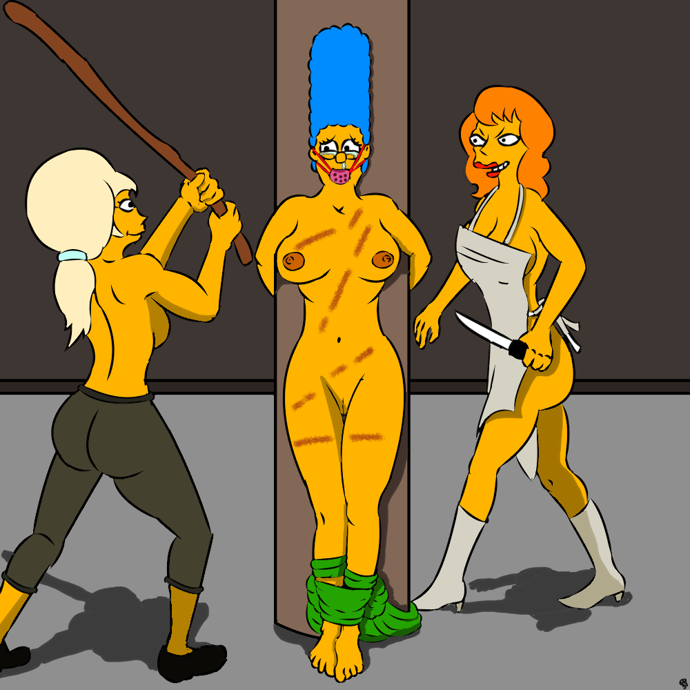 3girls blood color female female_only lurleen_lumpkin marge_simpson mindy_simmons multiple_girls the_simpsons torture