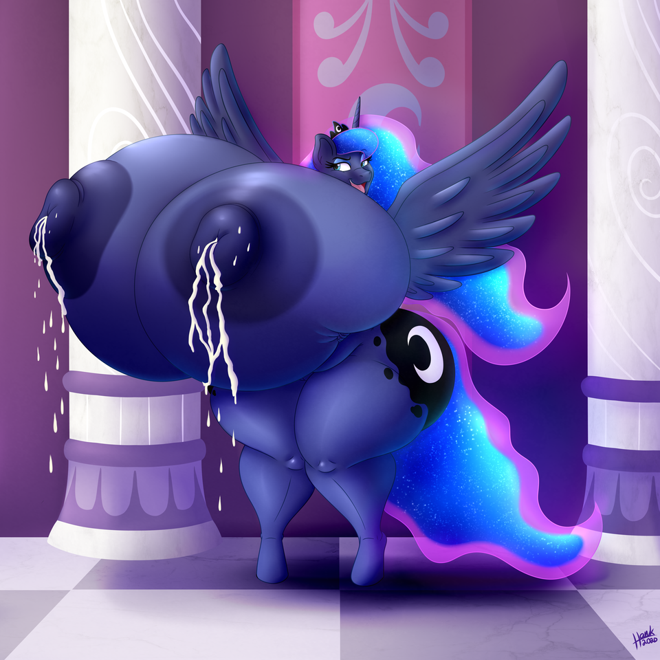 09hankris 2020 alicorn anthro areola big_breasts blue_areola blue_eyes blue_eyeshadow blue_hair blue_nipples blue_skin breasts crown cutie_mark digital_media_(artwork) equid equine eyeshadow feathered_wings female friendship_is_magic hasbro hi_res hooves horn huge_breasts hyper hyper_breasts lactating lactation makeup mammal milk my_little_pony nipples nude princess_luna_(mlp) signature solo tail wide_hips wings