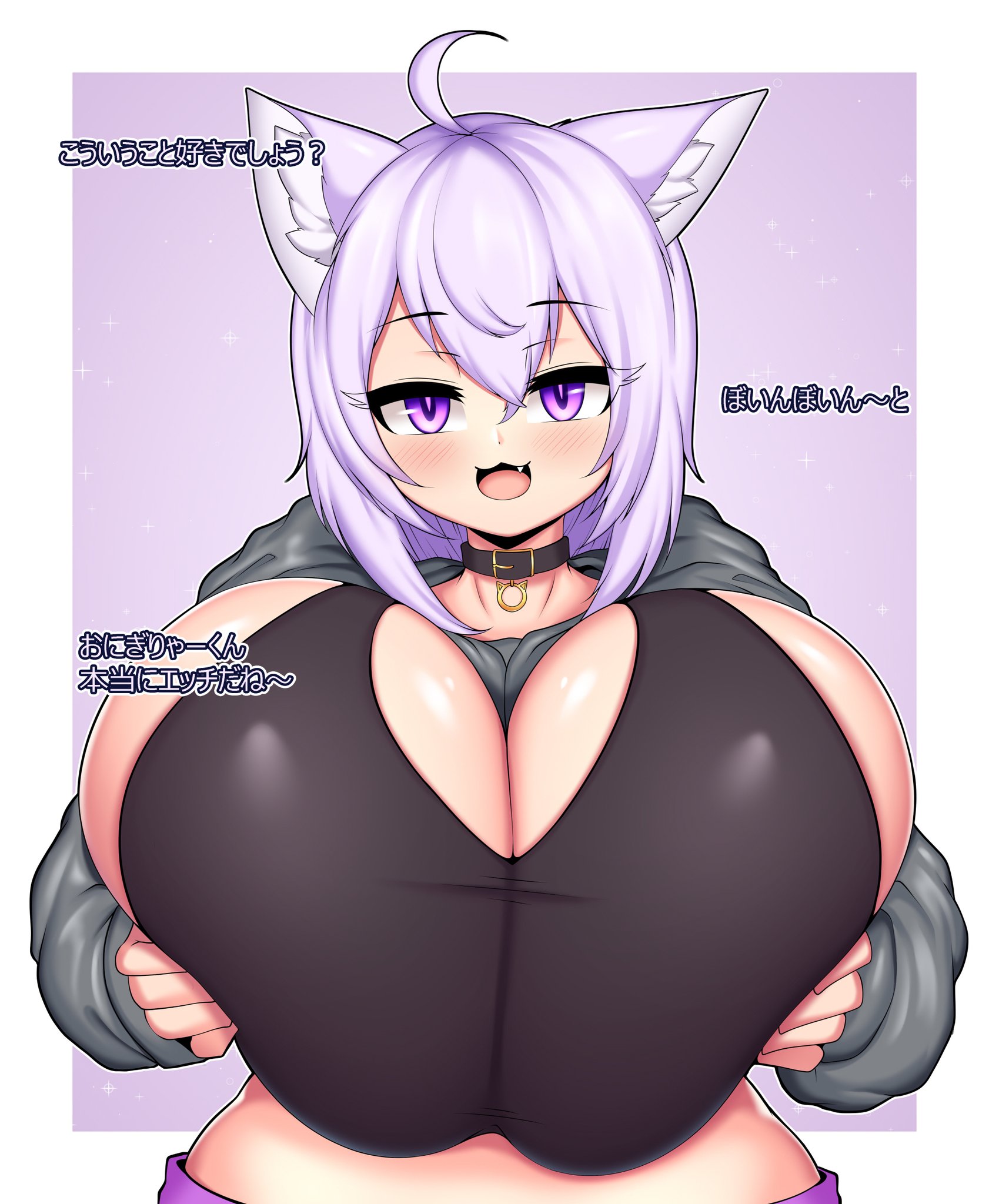 big breasts, breasts, comic, female, grabbing own breast, hololive, hololive gamers, hololive japan, huge breasts, nekomata okayu, tagme, tailzkim, virtual youtuber