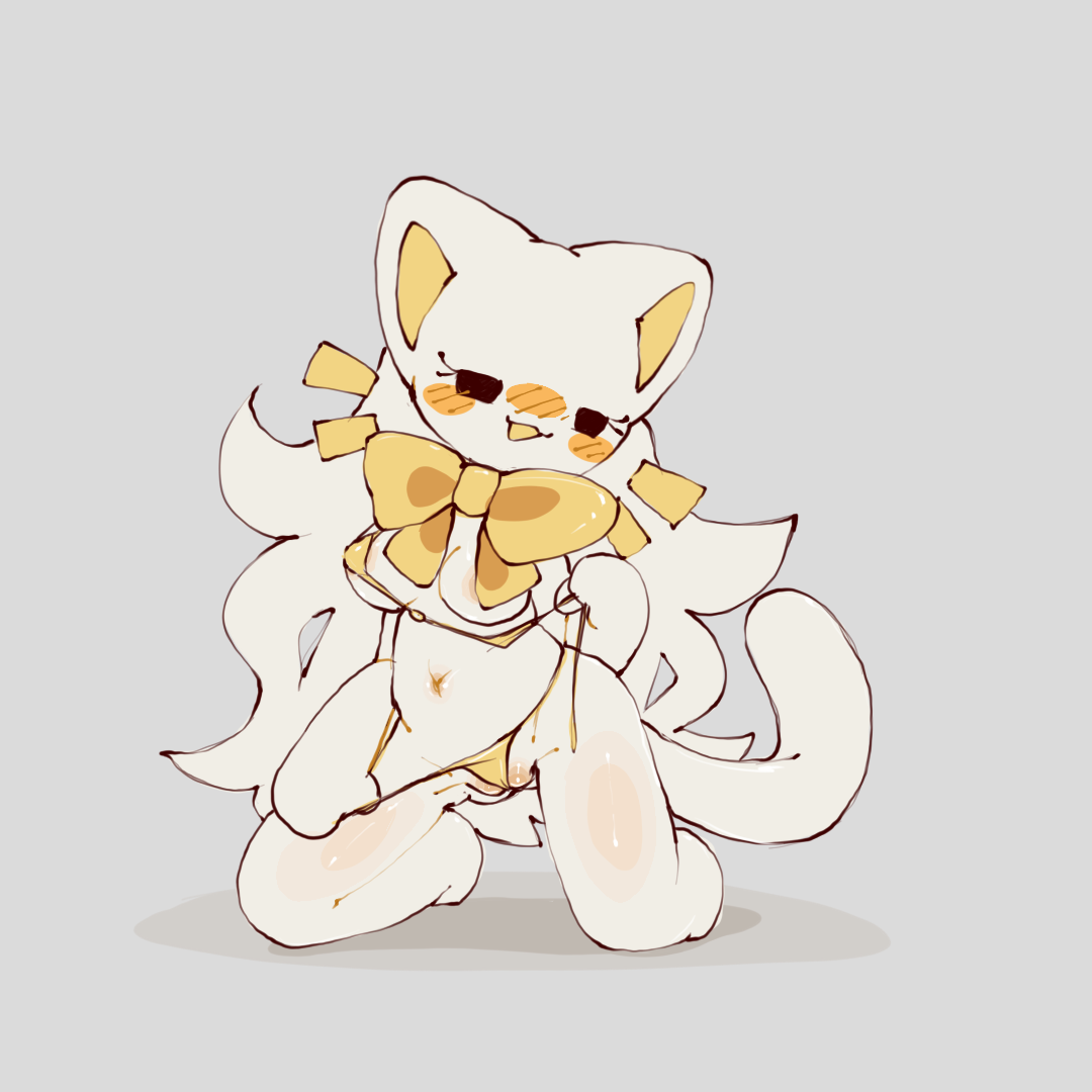 animation meme community, bikini, breasts, cat, female, poeypepto, white body