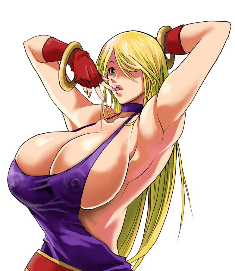 1girls, artist request, b. jenet, big breasts, blonde hair, blue eyes, breasts, cleavage, dress, fatal fury, female, female focus, female only, garou: mark of the wolves, king of fighters, large breasts, long hair, sideboob, skimpy, skimpy dress, snk, solo, tagme