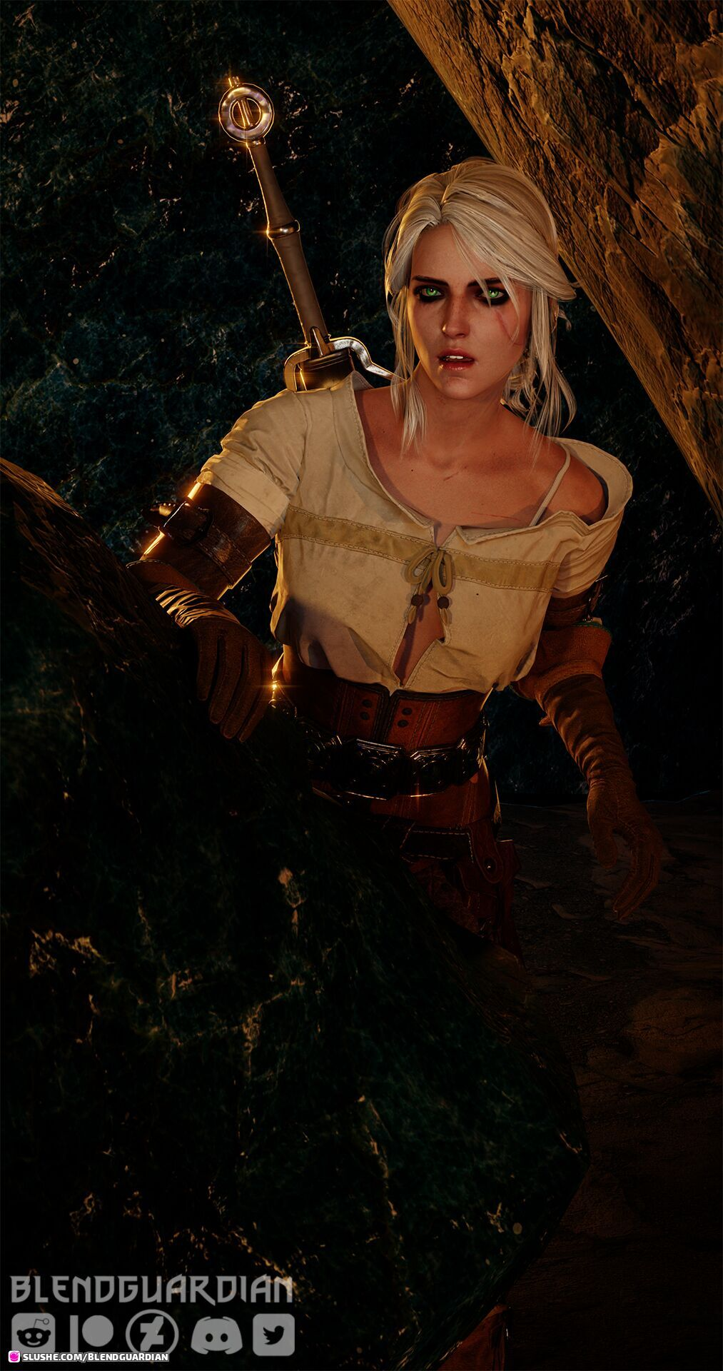 3d blendguardian cave cave_interior ciri clothing dubious_consent fanart female group group_sex male monster nude nude_male orgy questionable_consent slushe_(website) small_breasts standing straight sword the_witcher_(series) undead vampire white_hair