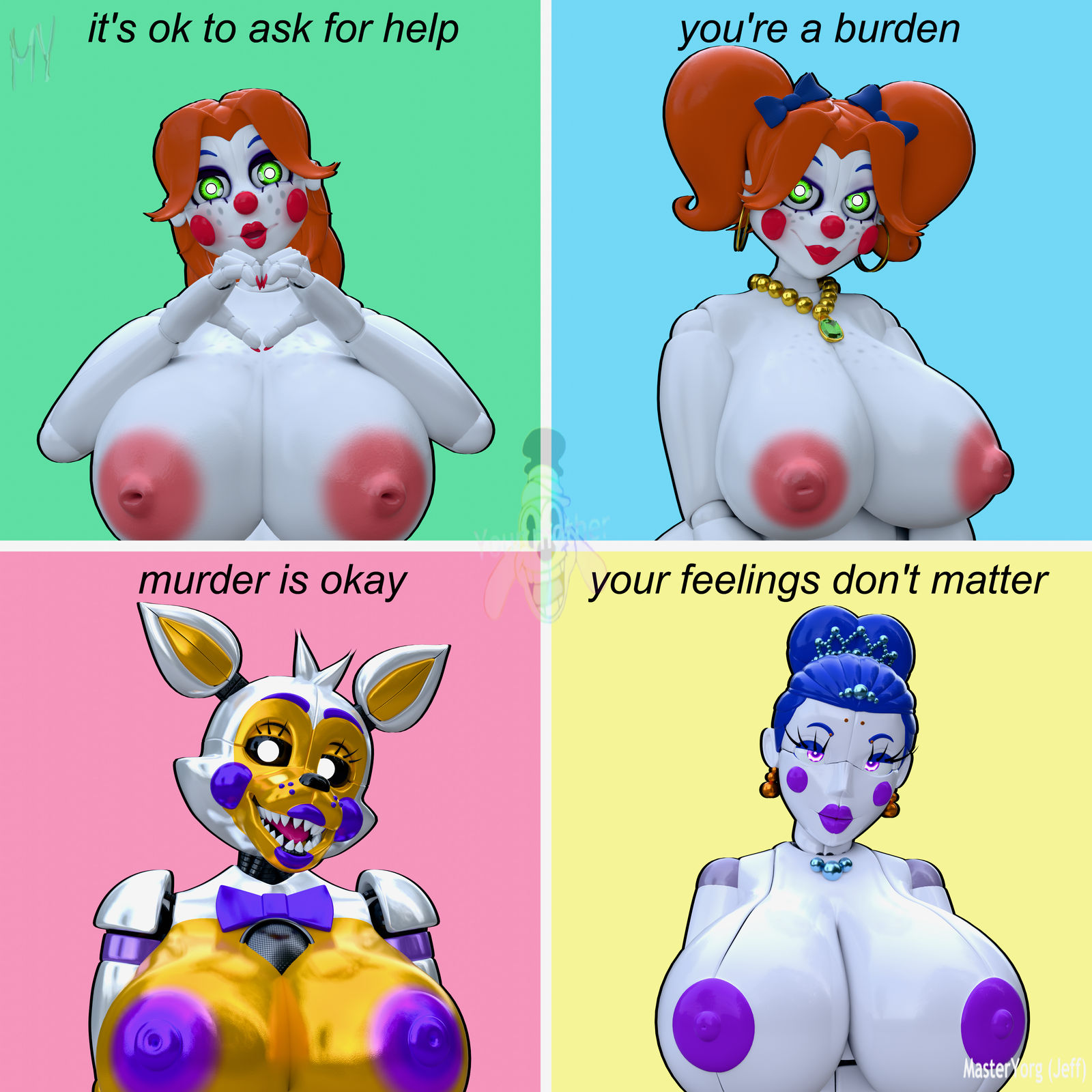 3d, 3d (artwork), baby (fnafsl), ballora, ballora (fnafsl), circus, circus baby, circus baby (fnaf), circus mommy, circus mommy 2.0 (anthony blender), female, female only, five nights at freddy's, go fuck that lolbit, lolbit, lolbit (fnaf), tagme