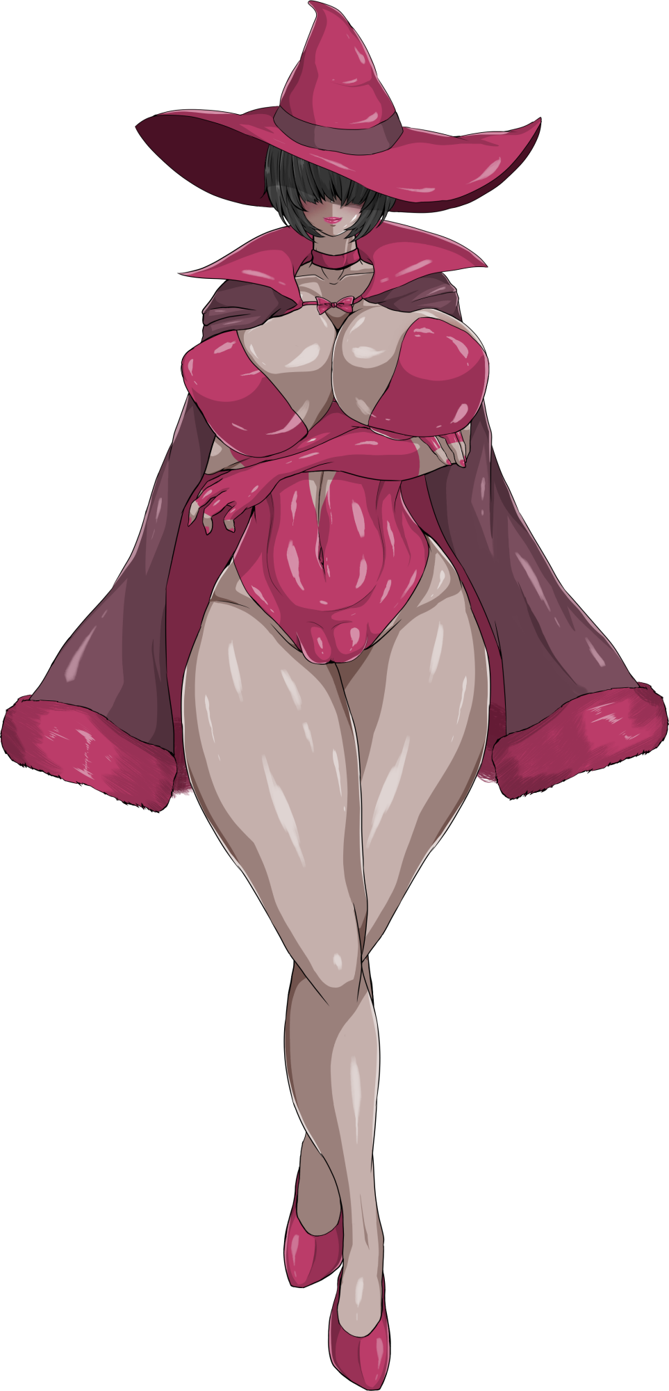 1girls big_breasts blush breasts busty cumdis eyeless female female_only high_heels huge_breasts large_breasts solo solo_female thick_thighs thighs vriekiss_(cumdis) witch witch_hat