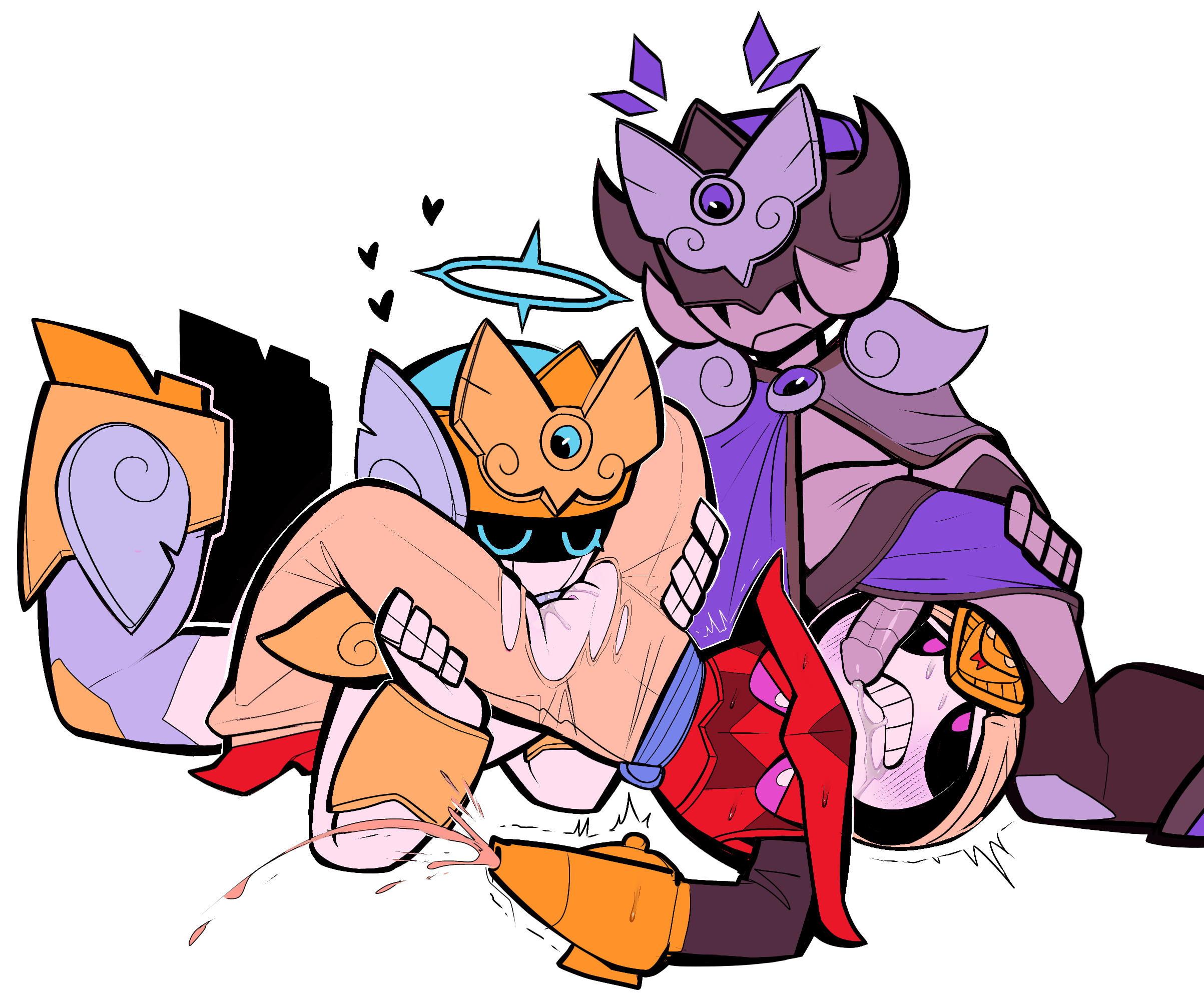 angel larry (brawl stars), blush, blushing, brawl stars, cum, cum in mouth, cuntboy, eating pussy, fallen angel lawrie (brawl stars), gay, intersex, kzchsoda, larry (brawl stars), lawrie (brawl stars), male, male only, meeple (brawl stars), pussy, saliva, saliva on pussy, sweat, sweating, threesome, twins