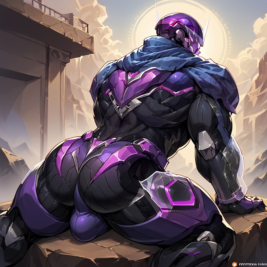 ai_generated armor balls big_ass bodysuit bulge clint_barton cybernetics cyborg gay hawkeye hawkeye_(marvel_rivals) helmet male_focus male_only marvel marvel_rivals mask muscular muscular_male robot