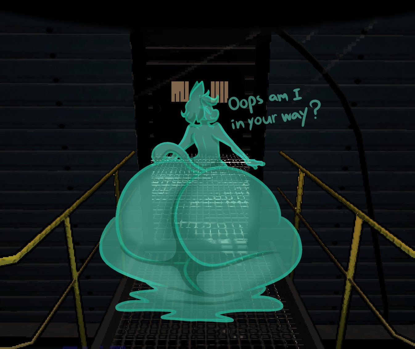 ass, big ass, bubble ass, bubble butt, female, huge ass, hygrodere (lethal company), hyper, hyper ass, lethal company, puffster3, slime, slime girl, solo, thick thighs, wide hips
