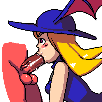 1boy 1girl blowjob fellatio hat noill penis red_skin shyna_nera_shyna silhouette_mirage tagme winged_hat