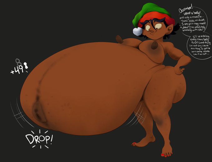 1girls ass barrybbeesly belly big_ass big_belly big_breasts breasts christmas dark-skinned_female dark_skin female huge_belly hyper_belly hyper_pregnancy indian indian_female lactation linea_nigra nipples pregnant solo tagme torpedo_belly