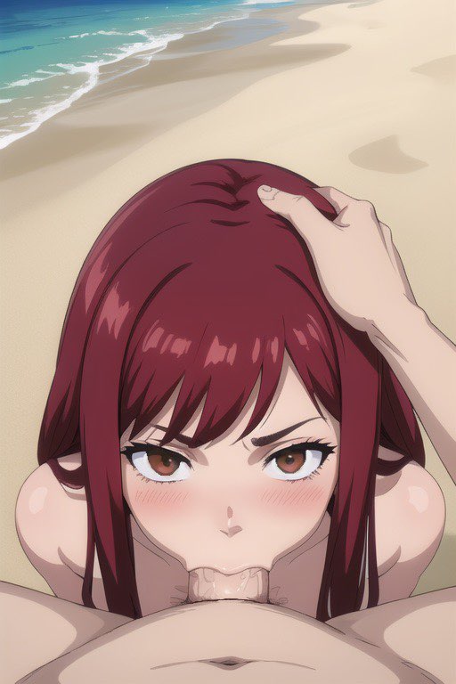 1boy 1girls 2d ai_generated big_breasts blowjob blush brown_eyes cum cum_in_mouth cum_inside cumshot curvy deepthroat duo ejaculation erza_scarlet eye_contact fairy_tail fellatio female huge_breasts large_breasts light-skinned_female light_skin long_hair looking_at_viewer male nopemope26 oral oral_penetration oral_sex penetration penis plump pov red_hair sex uncensored