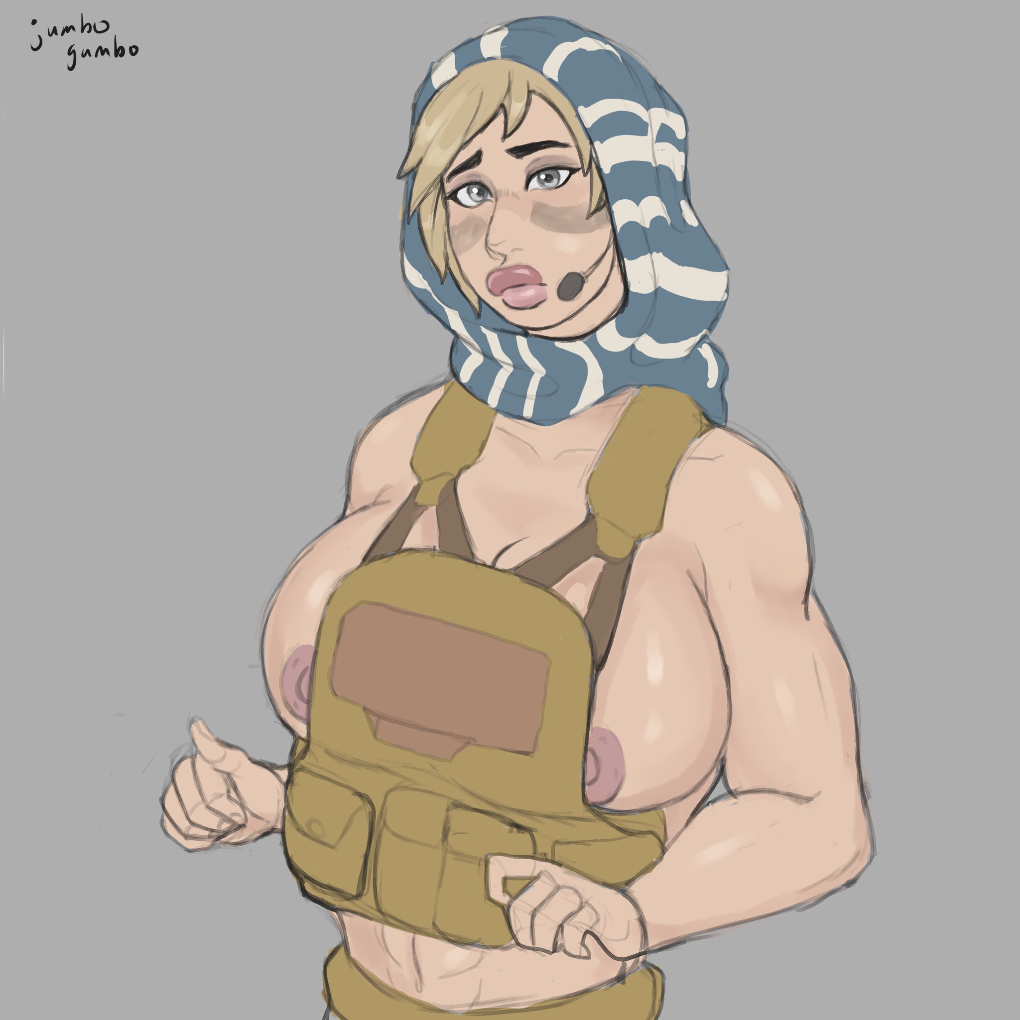 1girls, big lips, blonde hair, blue eyes, female, female focus, female only, jumbogumbo, lipstick, puffy lips, rainbow six, rainbow six siege, solo, tagme, valkyrie (rainbow six)