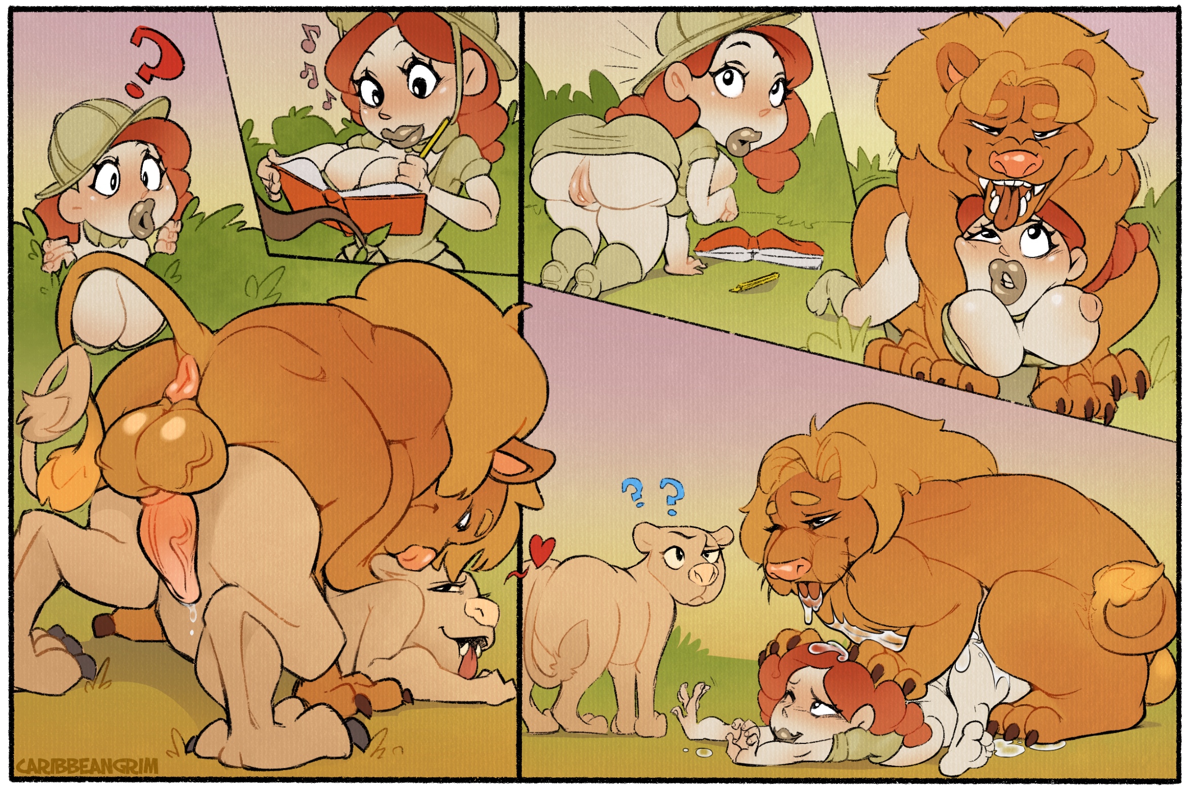 big breasts, big penis, breasts, caribbeangrim, feline, feline on human, female, female human/male feral, female on feral, feral, feral on female, feral on human, feral penetrating, feral penetrating human, human female, human on feral, human penetrated, male, nala (the lion king), original character, penis, safari, scout (caribbeangrim), simba (the lion king), the lion king, zoophilia