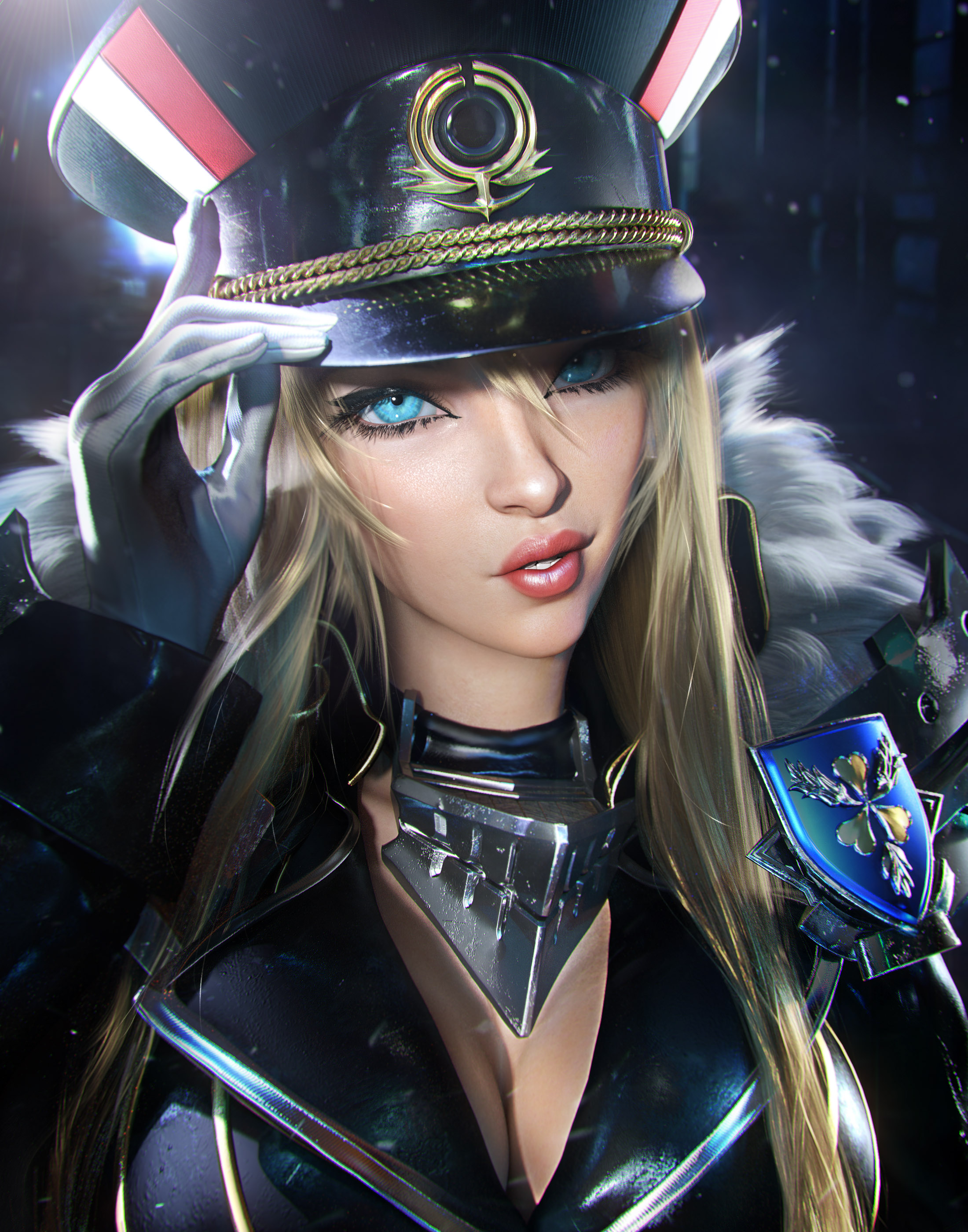 1girls, 3d, azur lane, bismarck (azur lane), blonde hair, blue eyes, cleavage, female, german, german female, light skin, light-skinned female, sevenbees