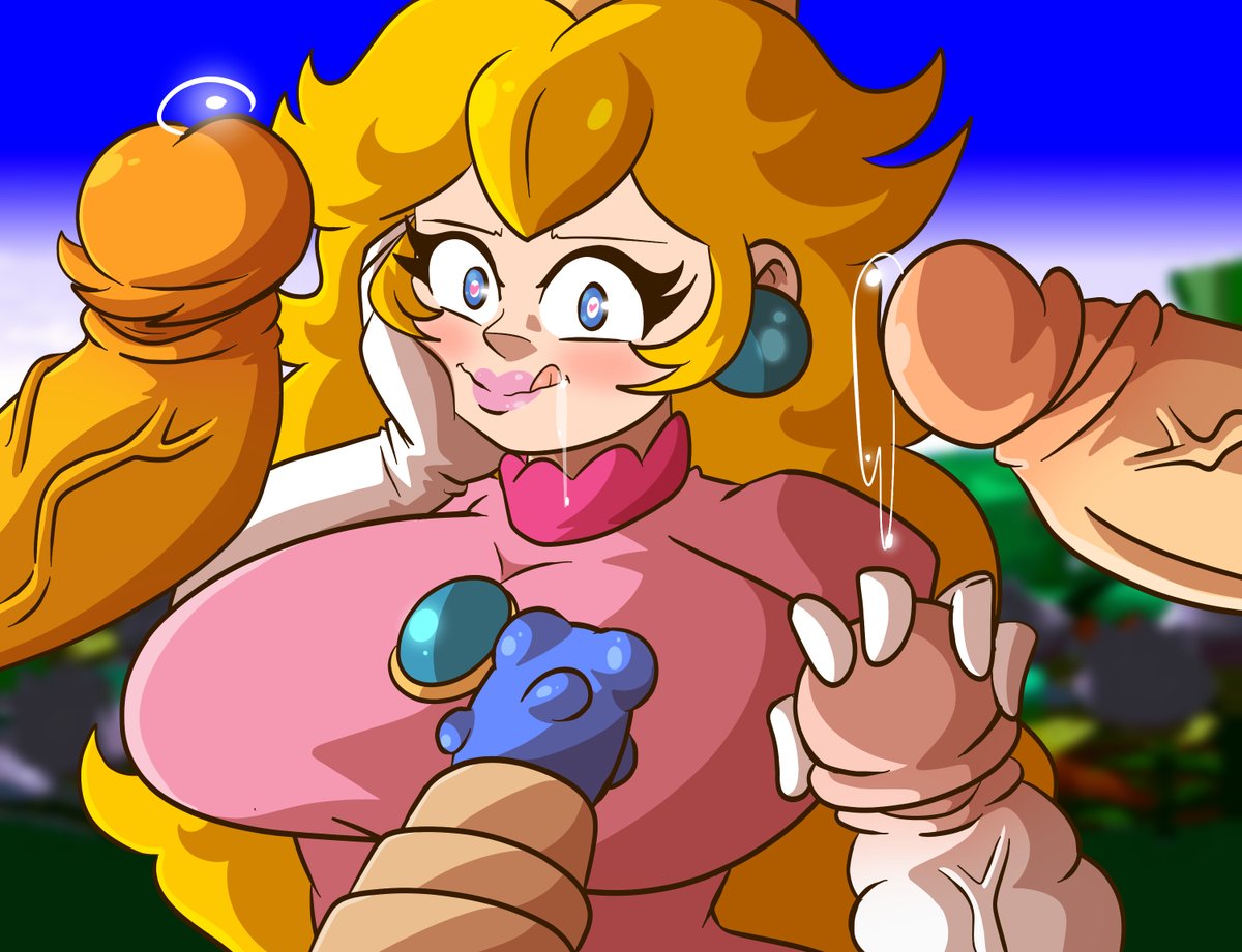 1girls 2024 2d 2d_(artwork) artlaccer_(artist) big_breasts blonde_hair blue_eyes blue_sky bowser breasts cloud clouds crown drool drooling ear_piercing earrings female geno_(mario) gloves hand_on_face hand_on_penis handjob heart heart-shaped_pupils heart_eyes huge_breasts imminent_orgy imminent_sex licking licking_lips long_hair make_up makeup mallow_(mario) mario mario_(series) nintendo penis_awe pink_lips pink_lipstick precum precum_drip precum_dripping princess_peach super_mario_rpg surrounded_by_penises white_gloves white_skin yellow_hair