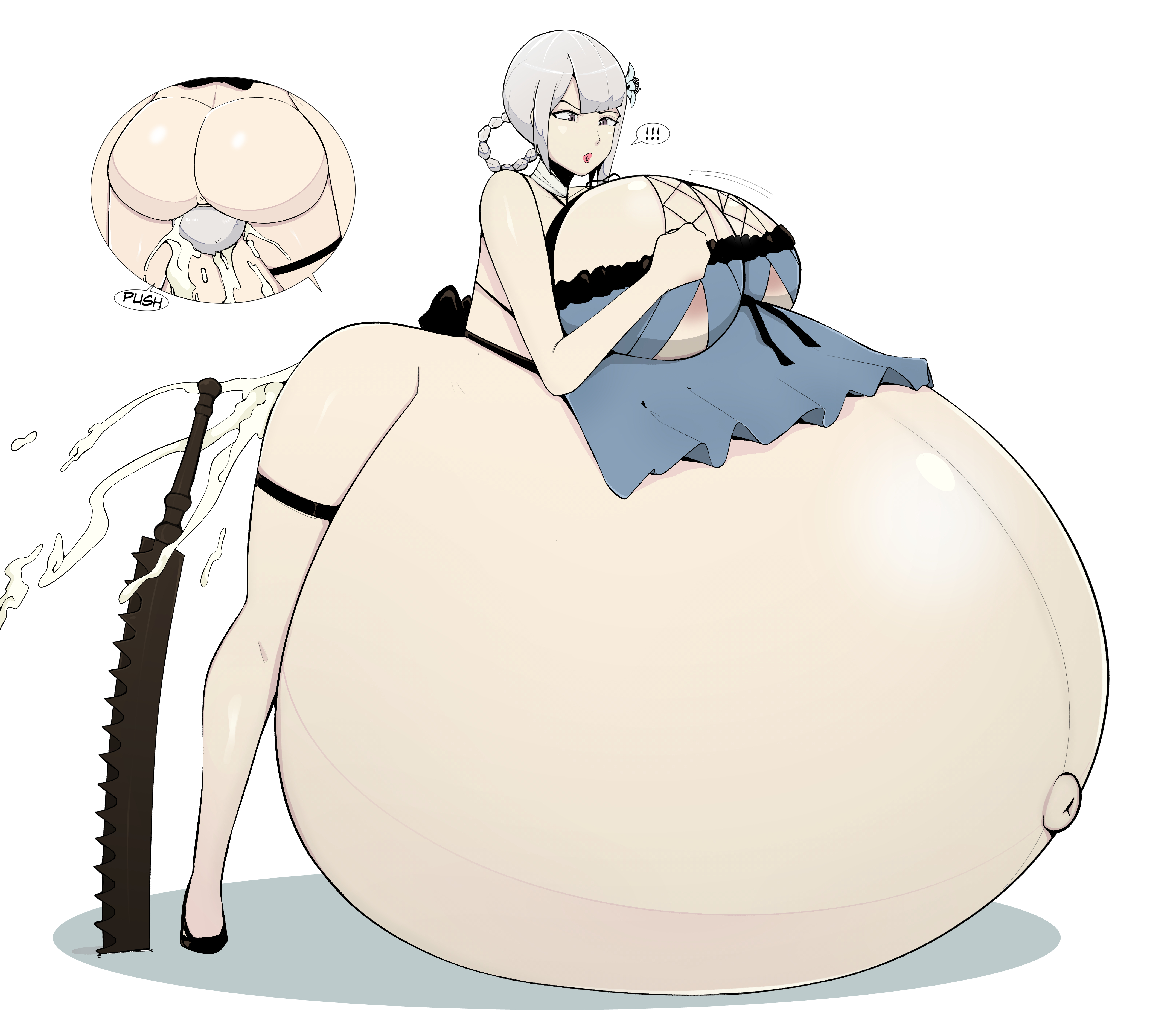 1girls, alternate version available, ass, beach, belly, big ass, big belly, big breasts, birth, breasts, brown eyes, female, female only, heels, huge belly, huge breasts, hyper, hyper belly, hyper pregnancy, kaine (nier), light skin, light-skinned female, nier, nier replicant, partially clothed, pregnant, ready to pop, solo, solo female, tagme, voluptuous, white hair, zeruxu