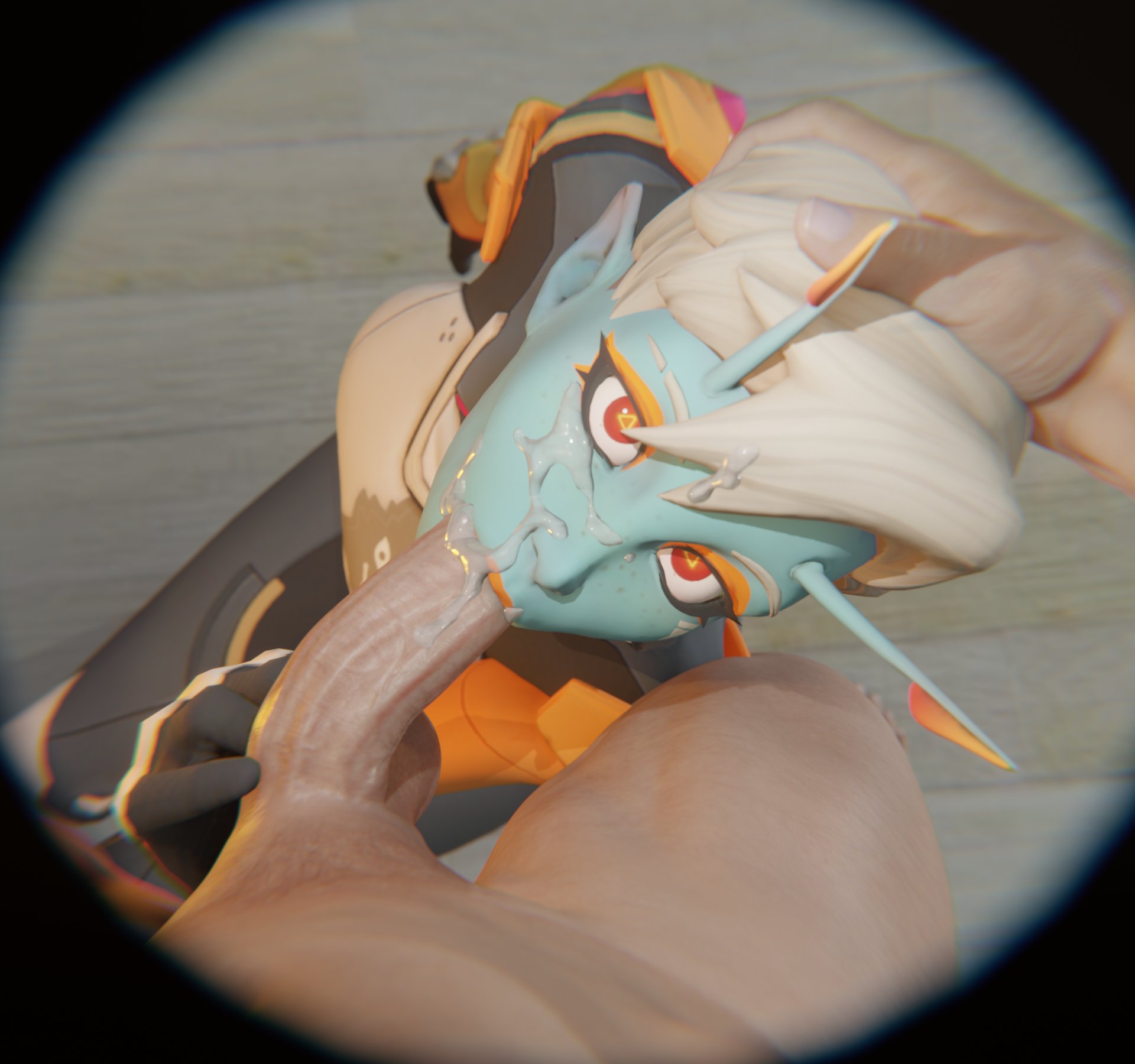 3d, after fellatio, after oral, alien, alien girl, big penis, cum, cum in mouth, cum on face, eye contact, fellatio, female, fortnite, fortnite: battle royale, human, human penetrating, joey (fortnite), jtopau, looking at viewer, looking up, male, oral, penis, pov