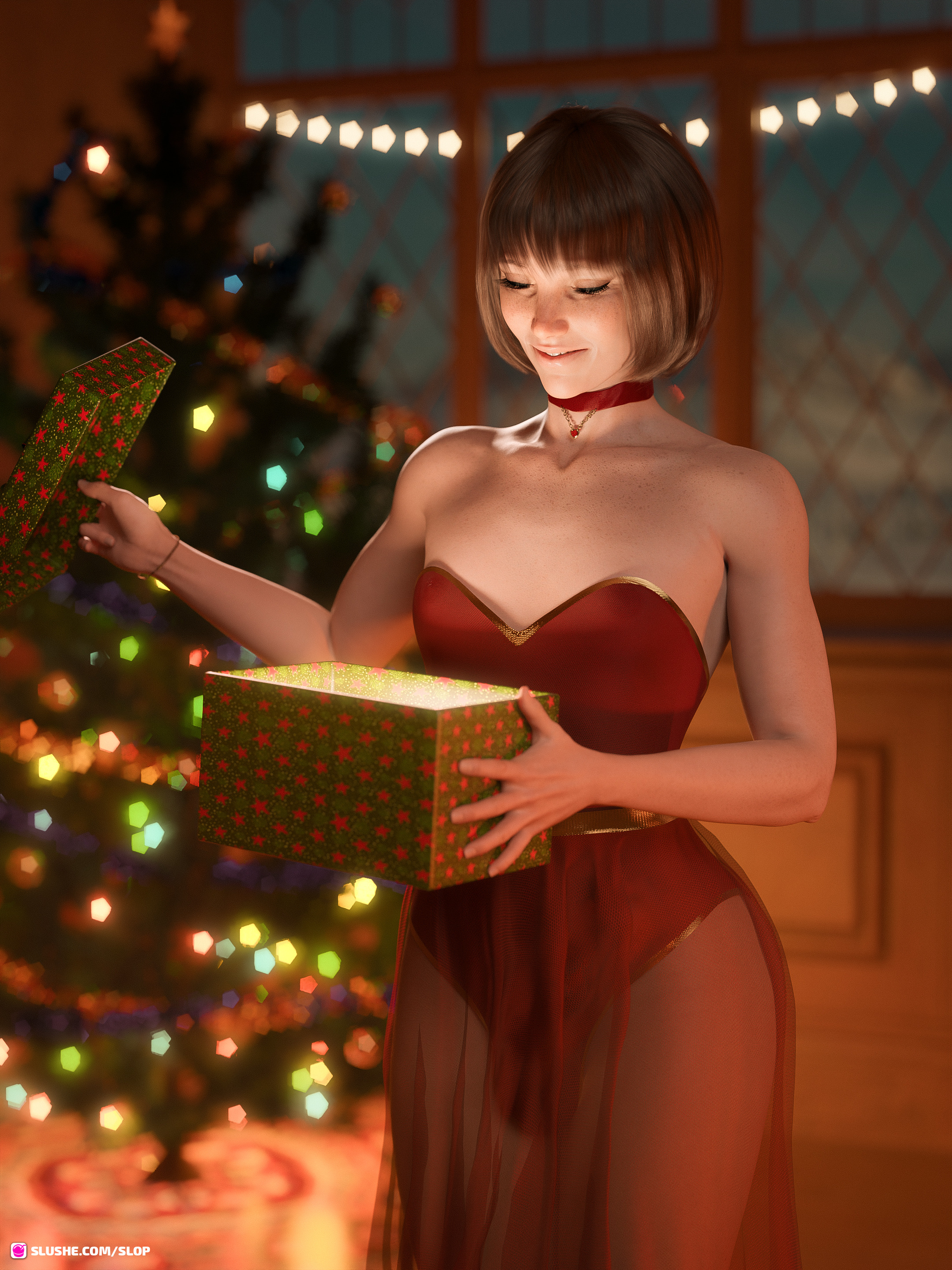 1boy, 3d, alice laffut, balls, balls bulge, balls in panties, balls under clothes, bulge, cameltail, christmas, christmas tree, clothed, clothing, crossdressing, erection, erection in panties, erection under clothes, femboy, fully clothed, gift, human, human only, hung trap, leotard, leotard bulge, leotard under clothes, light skin, light-skinned femboy, light-skinned male, male, male only, nipples, nipples visible through clothing, panties, panty bulge, penis, penis bulge, penis in panties, penis under clothes, penis under skirt, skirt, slop art, solo, solo male, standing, tenting, wide hips