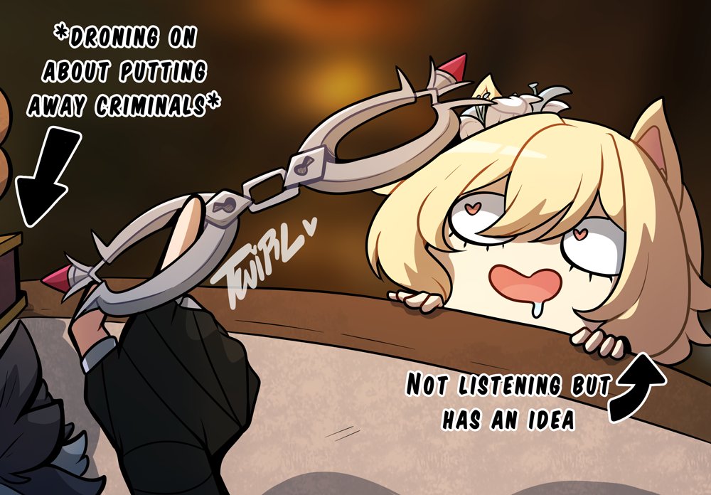 cat girl, catgirl, english text, female, genshin impact, heart eyes, kinkymation, lumine (genshin impact), text, wriothesley (genshin impact)